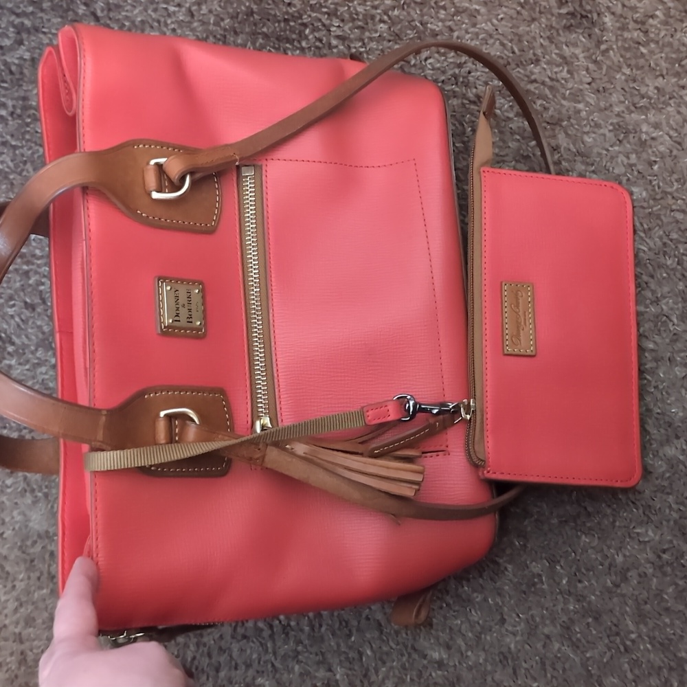 Dooney & Bourke Coral Tote with Brown Accents - Picture 2 of 12